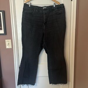 Good American faded black slim bootcut jean — no hem. VGUC